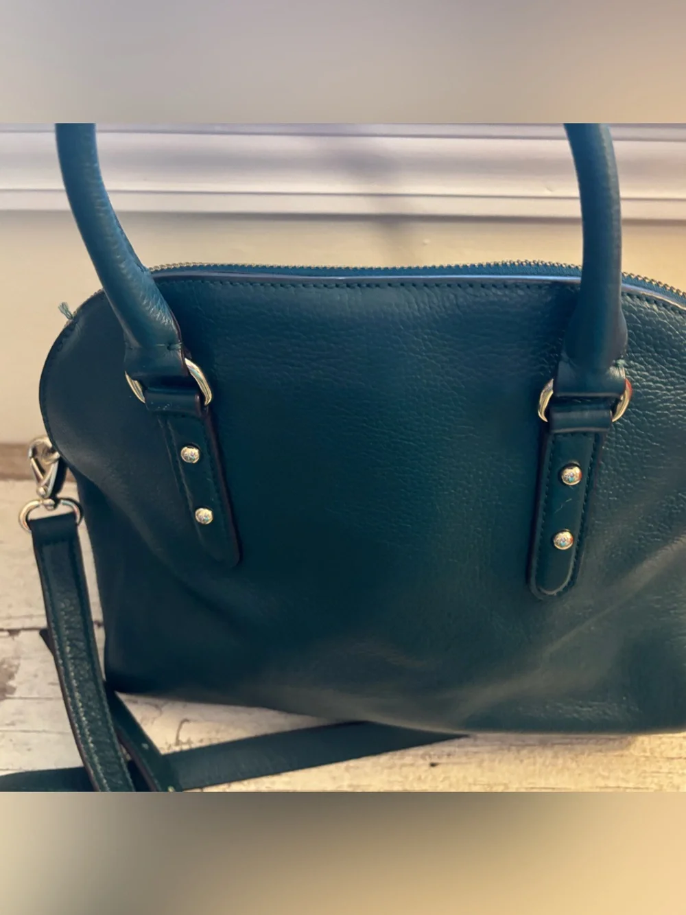 kate spade Teal Pebbled Leather Dome Satchel